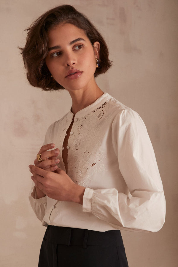 PALOMA ECRU EMBROIDERED BLOUSE