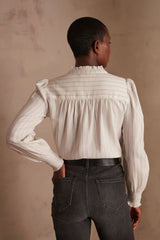 BRIANE ECRU STRIPED BLOUSE