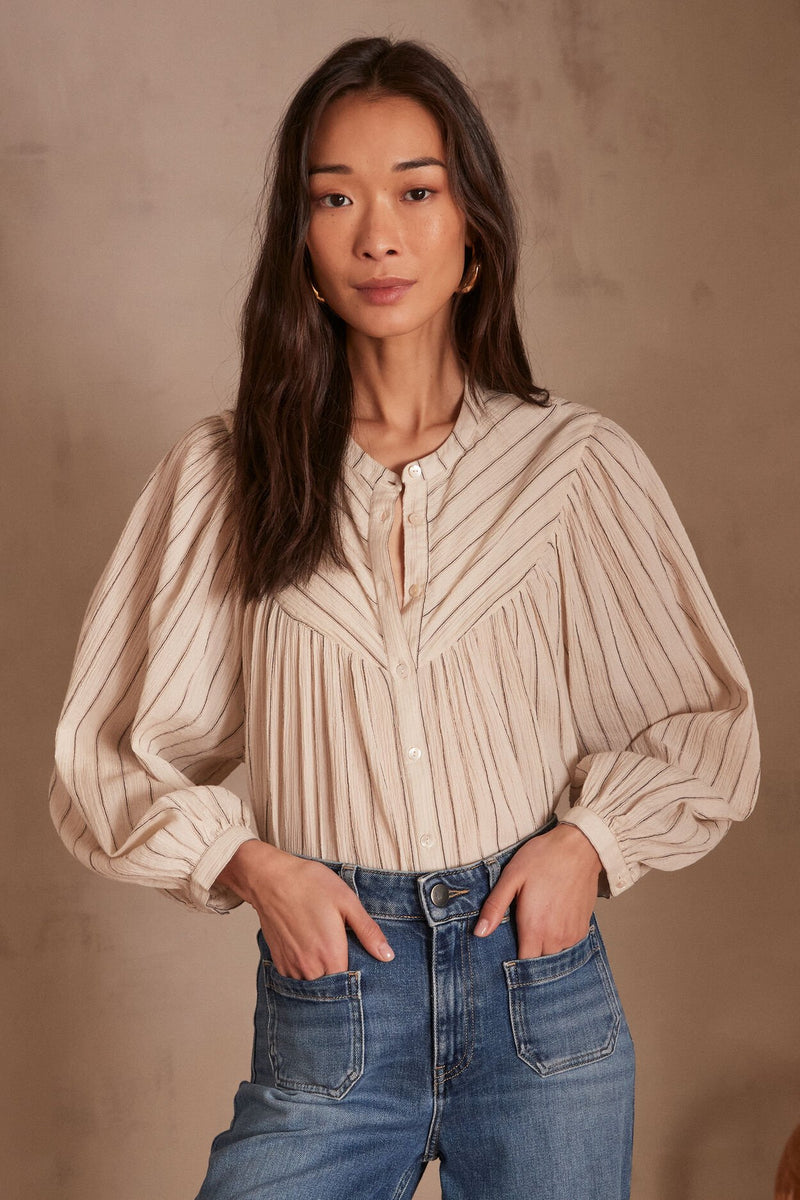 PLUME CREAM STRIPED BLOUSE