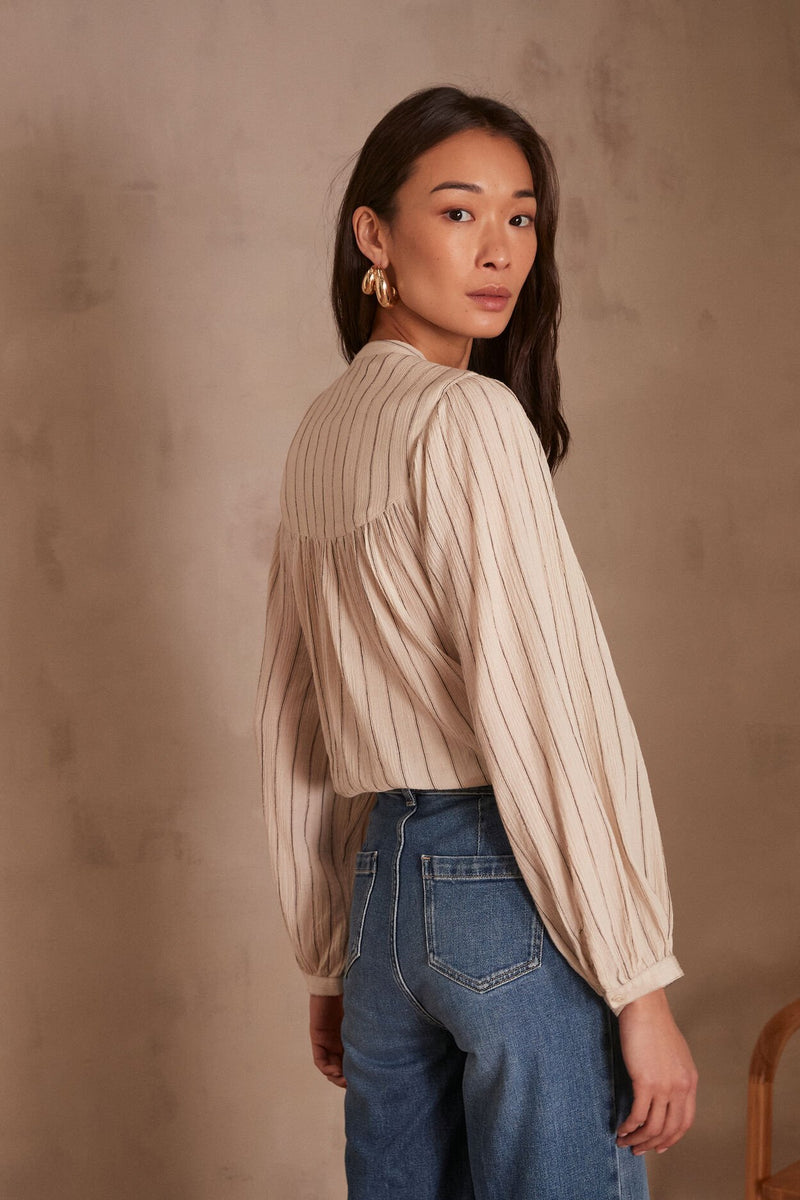 PLUME CREAM STRIPED BLOUSE