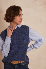 LEROY BLUE SLEEVELESS WOOL JUMPER