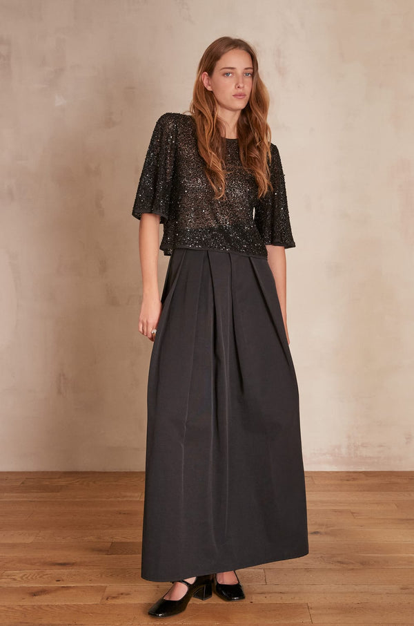 ETINCELLE BOX PLEAT LONG SKIRT