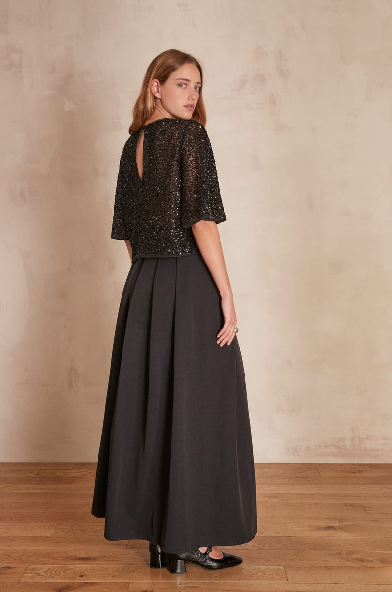 ETINCELLE BOX PLEAT LONG SKIRT