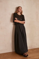 ETINCELLE BOX PLEAT LONG SKIRT