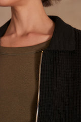 SIMON BLACK SLEEVELESS WOOL CARDIGAN