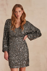 MAGIE SILVER SEQUINNED DRESS