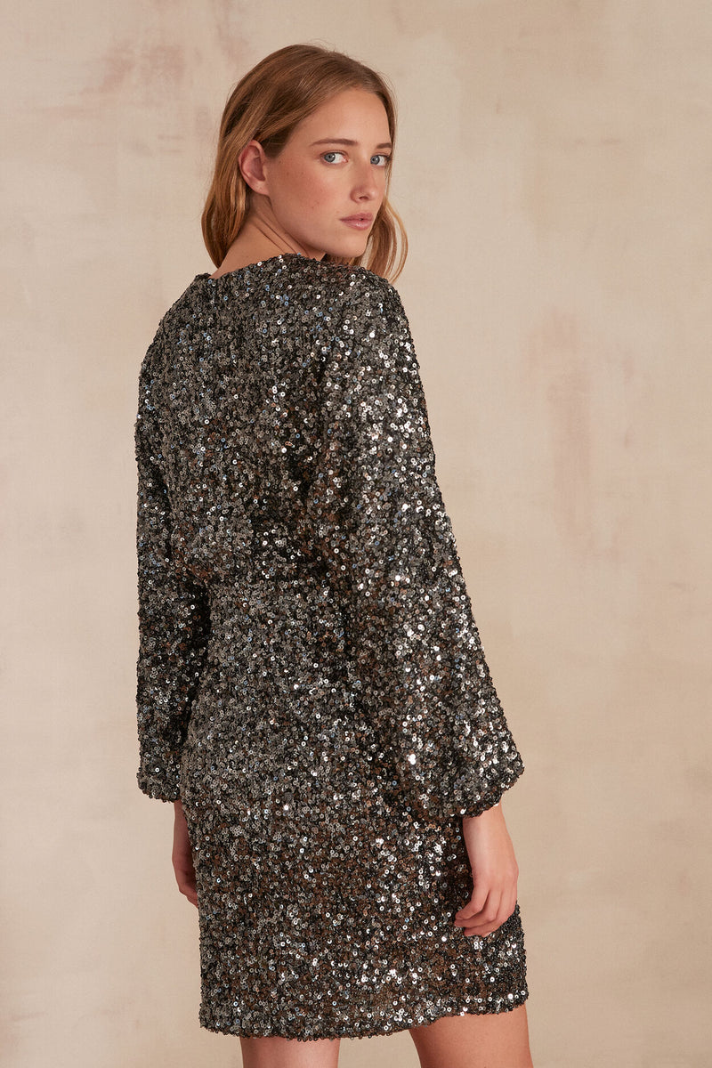 MAGIE SILVER SEQUINNED DRESS