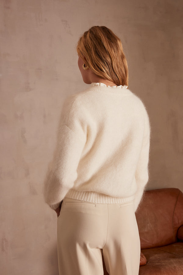 LOU ECRU MOHAIR CARDIGAN