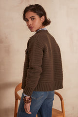 SALMA KHAKI WOOL CARDIGAN