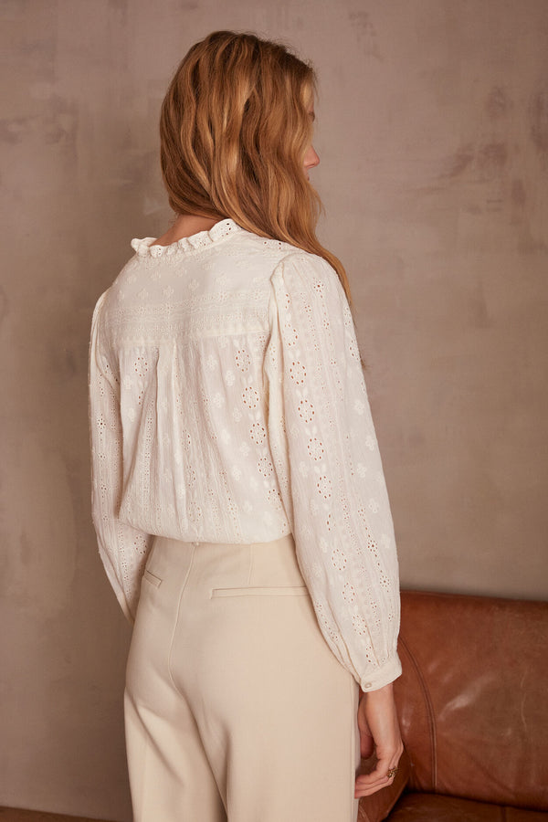 PERNELLE CREAM EMBROIDERED BLOUSE