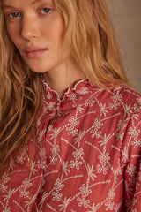 PAULETTE CORAL EMBROIDERED BLOUSE