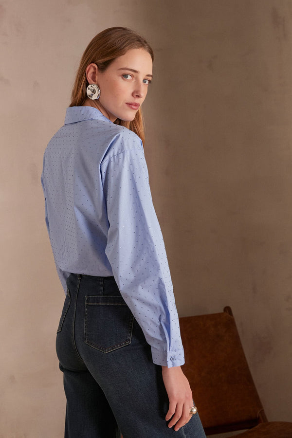 PEPITE BLUE STRASS SHIRT