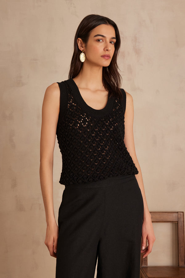 SHARON BLACK COTTON TANK TOP