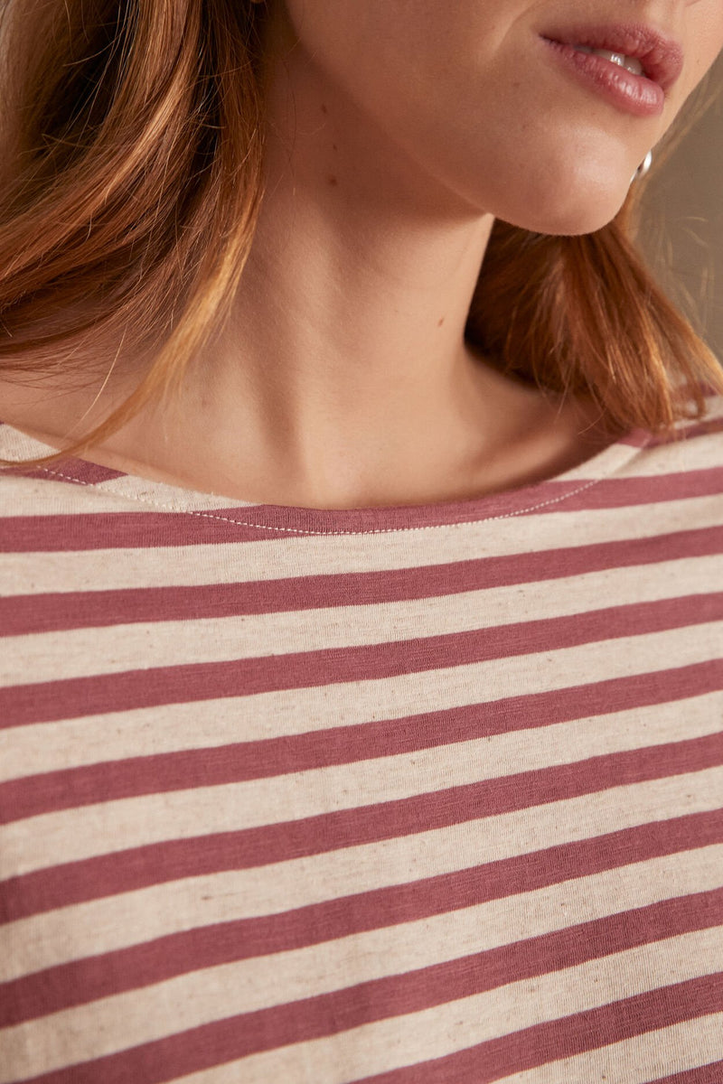 DAISY DARK PINK STRIPED T-SHIRT