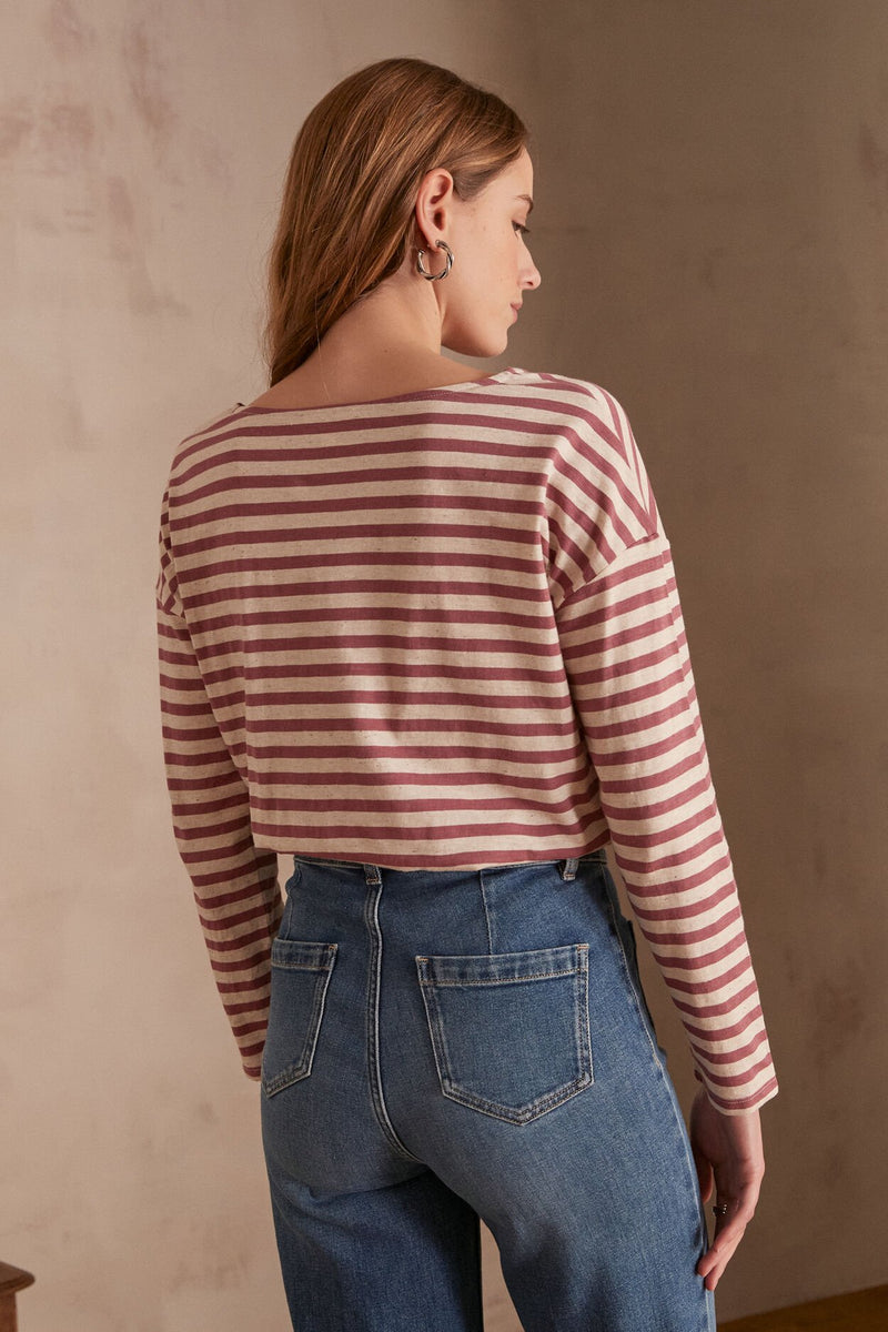 DAISY DARK PINK STRIPED T-SHIRT