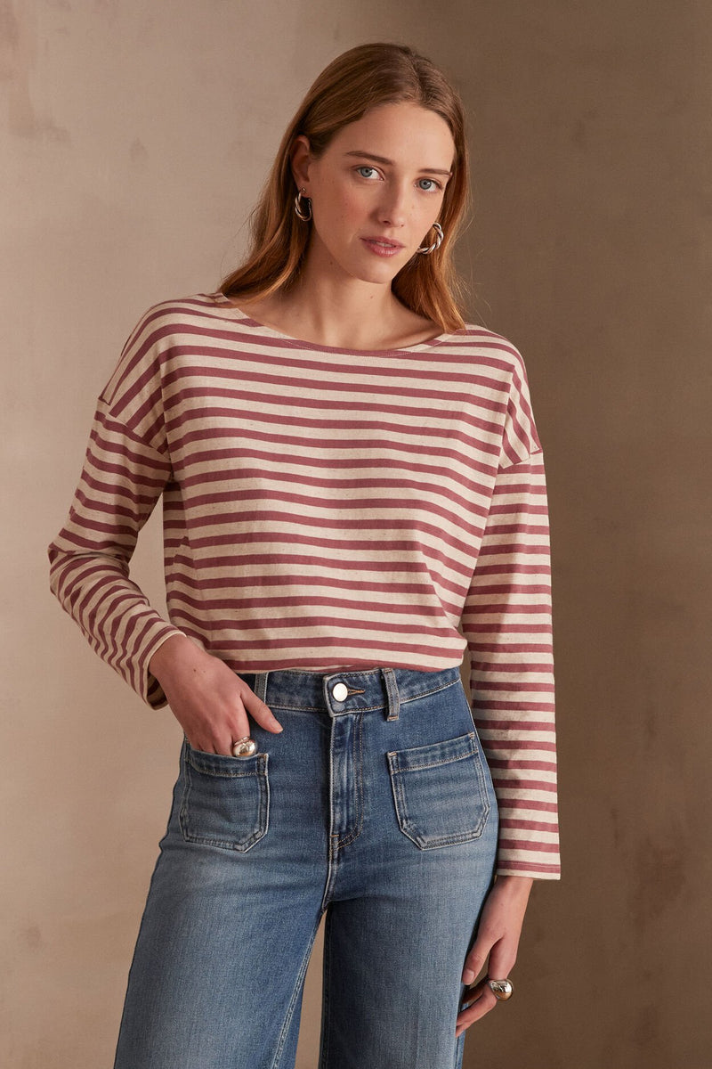 DAISY DARK PINK STRIPED T-SHIRT