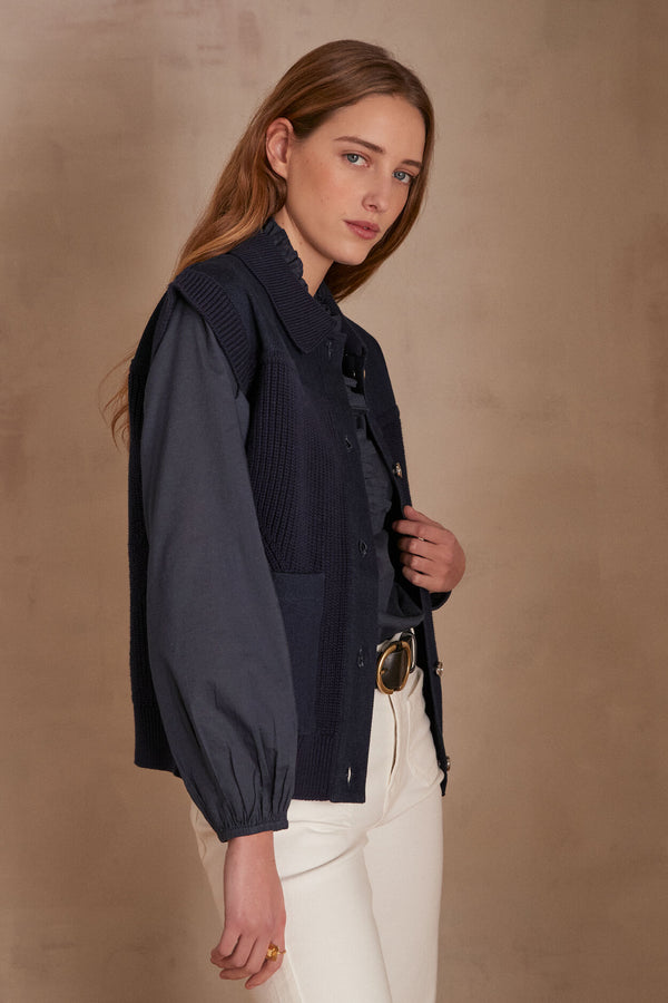 SOAN INK SLEEVELESS CARDIGAN