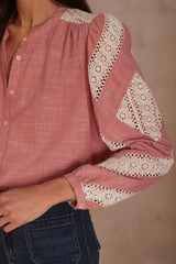 CATHEL PINK OPENWORK BLOUSE