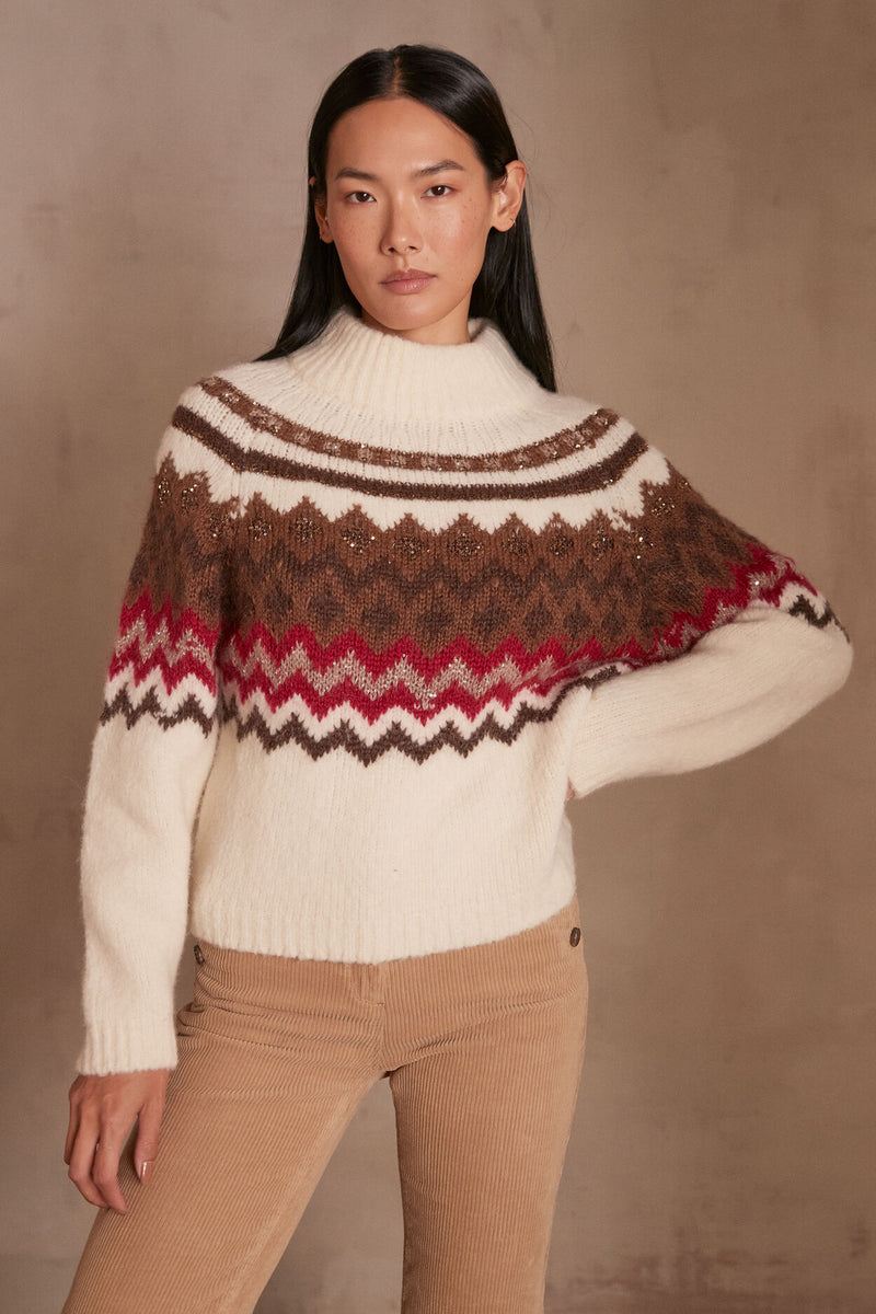 CHELSEA PATTERNED WOOL SWEATER