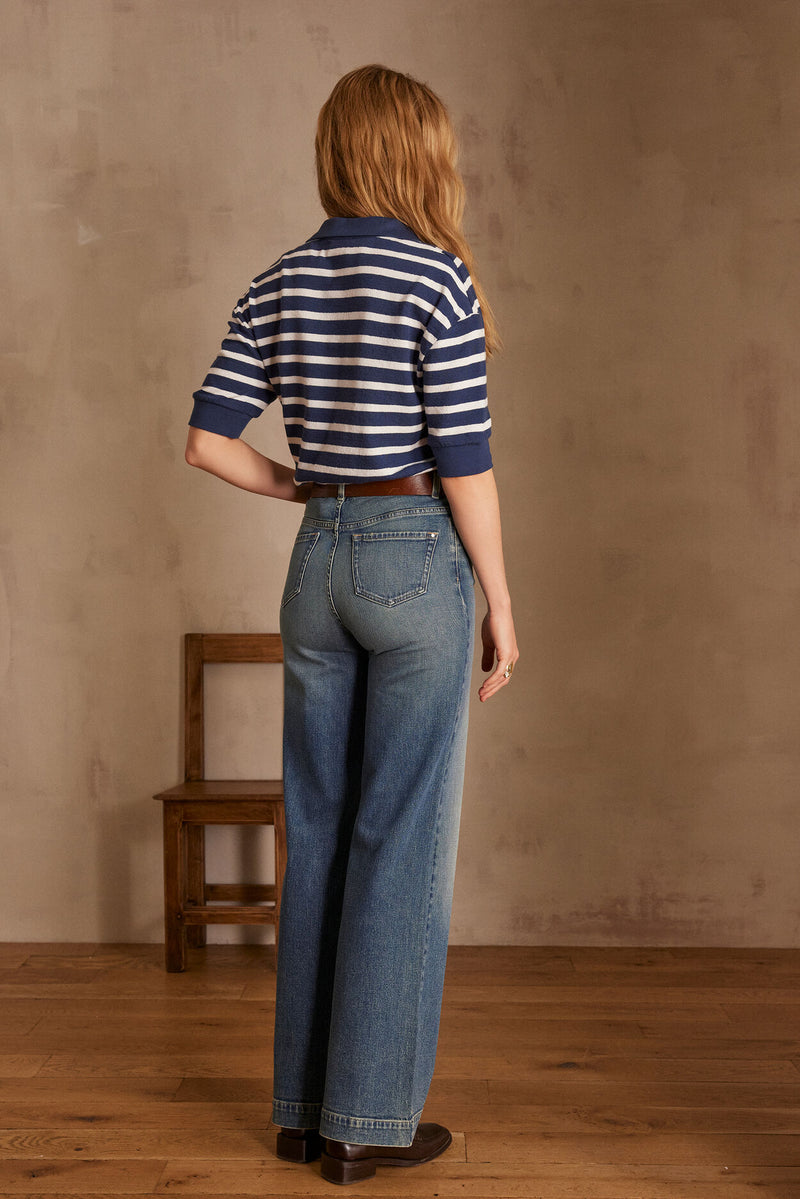 SANDY STONEWASH WIDE-LEG JEANS