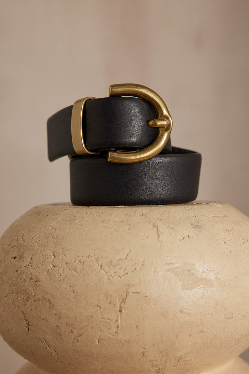 VICTOR BLACK LEATHER BELT