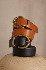 VICTOR LIGHT CAMEL LEATHER BELT