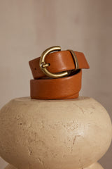 VICTOR LIGHT CAMEL LEATHER BELT