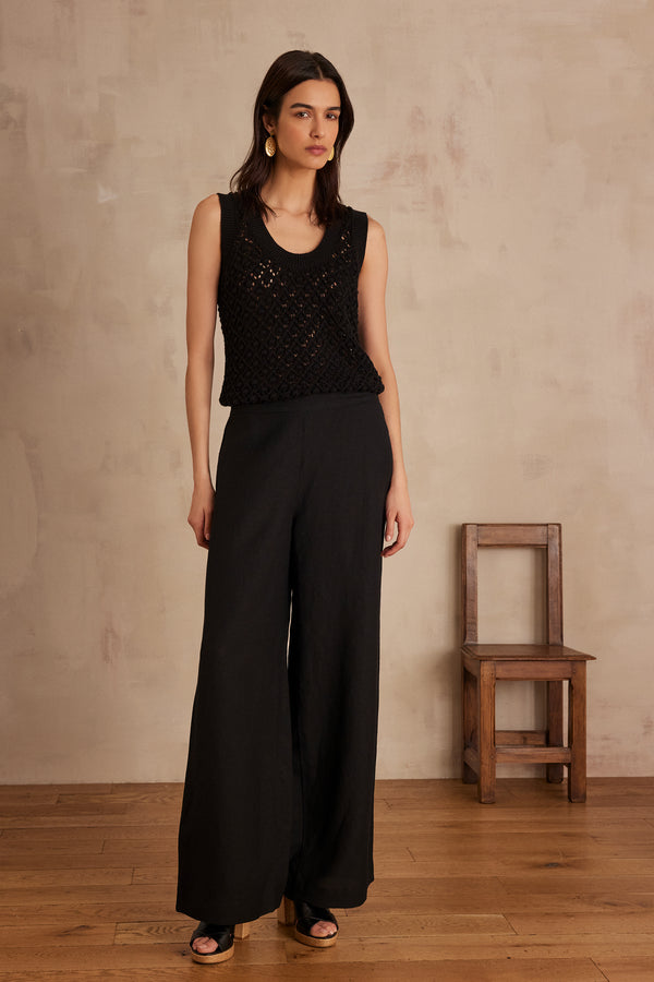 BRADLEY BLACK LINEN TROUSERS