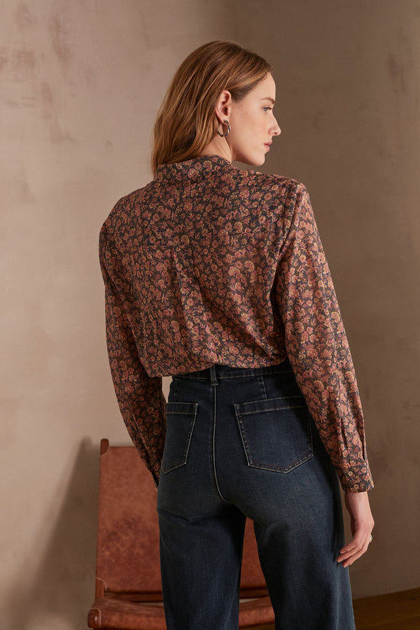 COLETTE DARK PINK FLORAL PRINT SHIRT