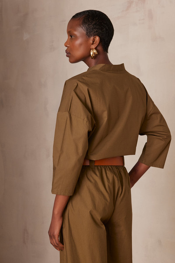 PARTIE OLIVE COTTON SHIRT