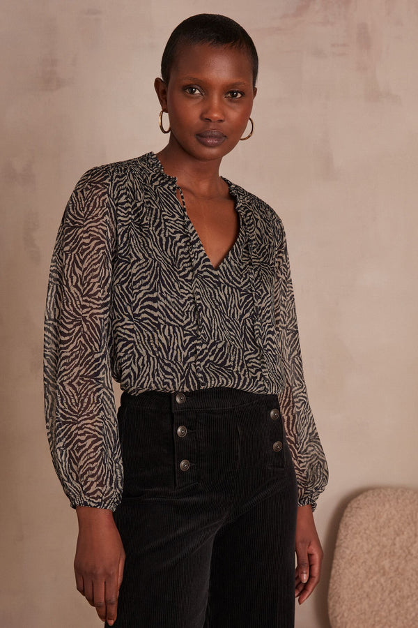 PRISCA ZEBRA PRINT BLOUSE