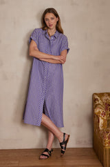 GIGI VIOLET STRIPED COTTON SHIRT DRESS