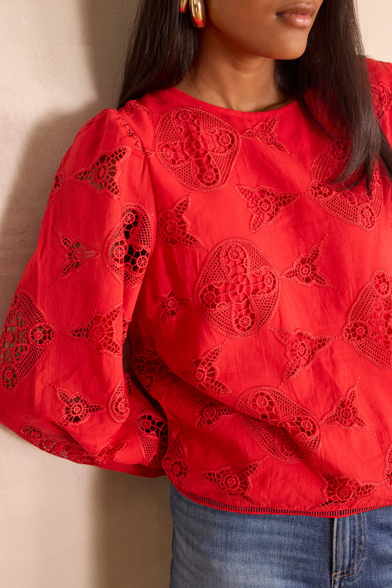 PALMA RED EMBROIDERED BLOUSE