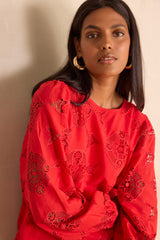 PALMA RED EMBROIDERED BLOUSE