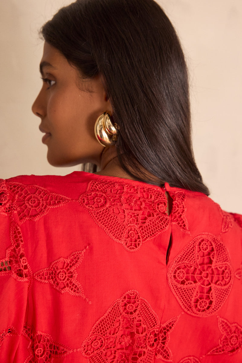 PALMA RED EMBROIDERED BLOUSE