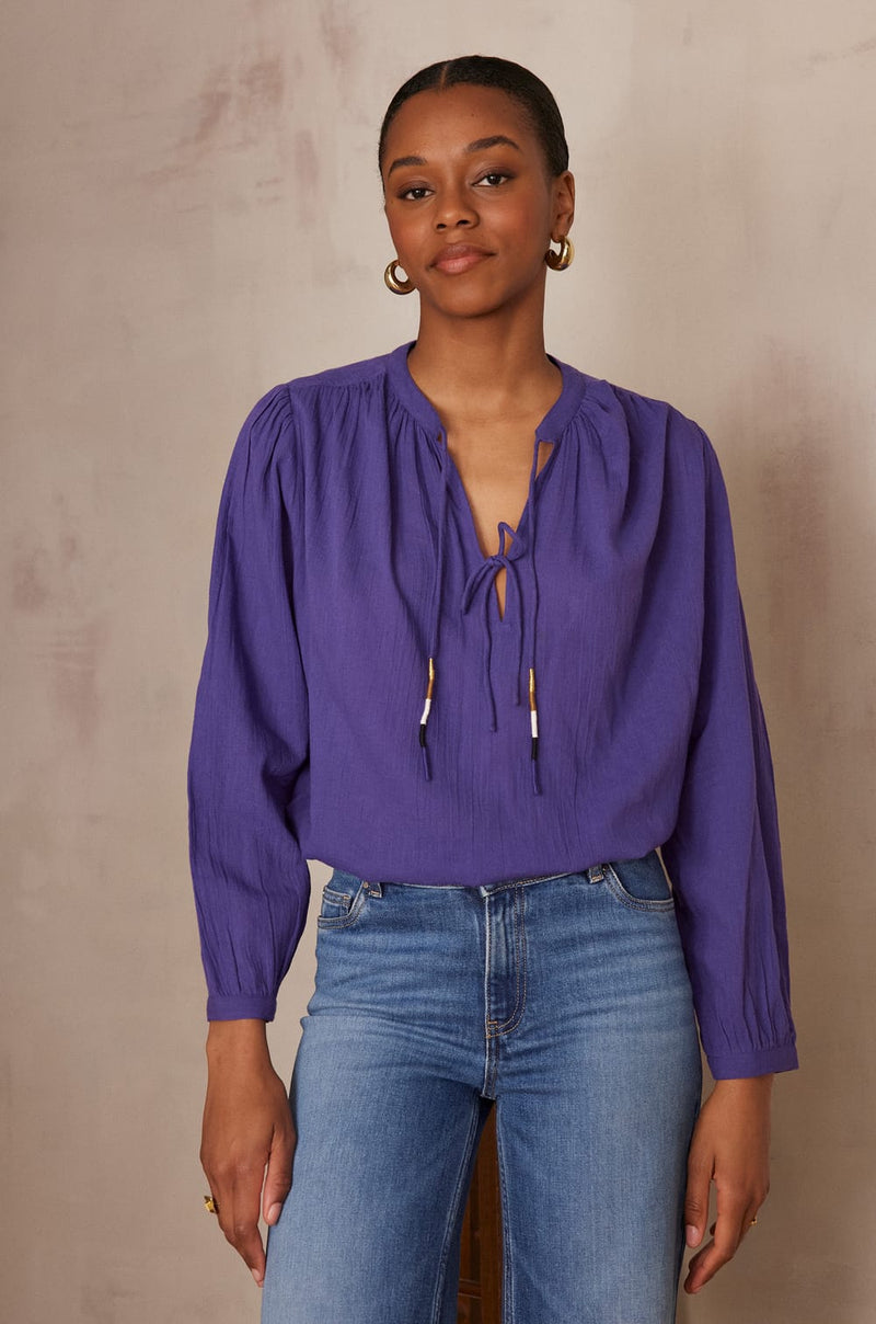 PAPILLON VIOLET COTTON BLOUSE