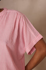 PIA PINK STRIPED COTTON BLOUSE