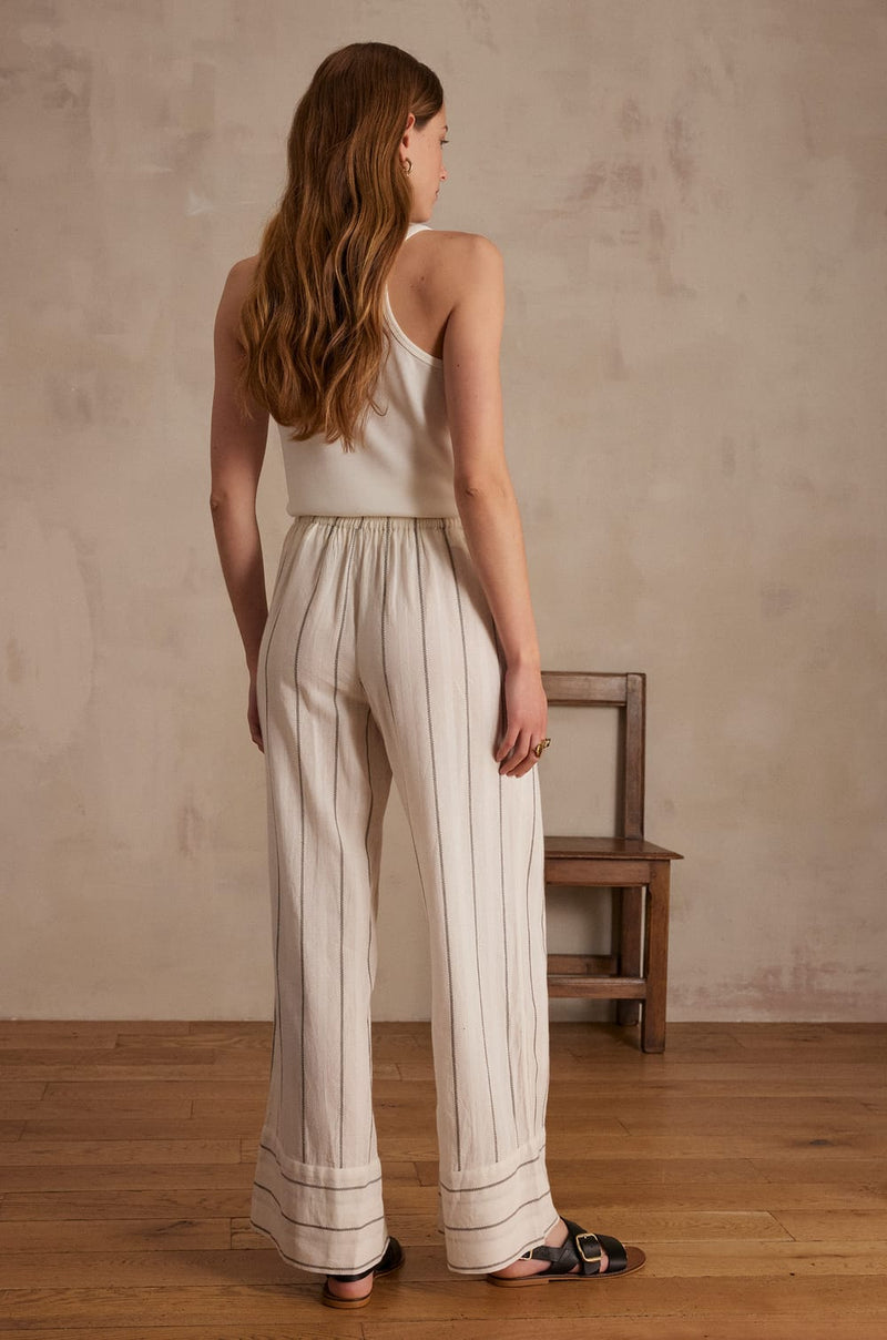 PRINCE ECRU STRIPED TROUSERS