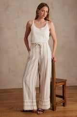PRINCE ECRU STRIPED TROUSERS