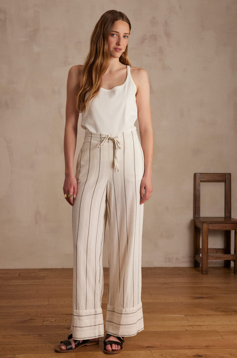 PRINCE ECRU STRIPED TROUSERS