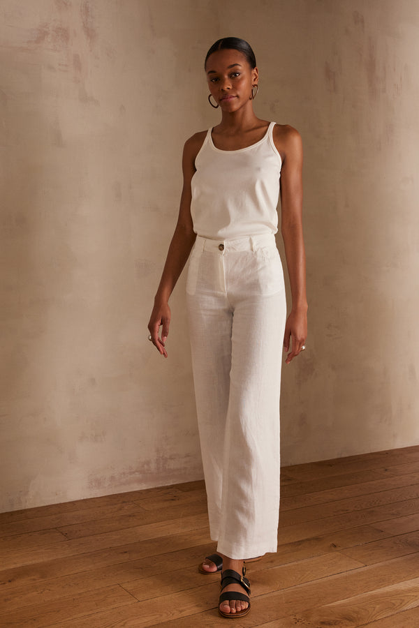 PABLO WHITE LINEN TROUSERS