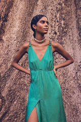 LUCILE PETROLE LONG DRESS