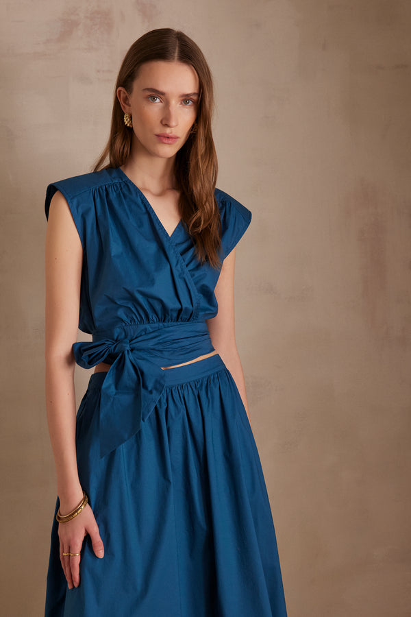 PAQUERETTE PETROL COTTON BLOUSE