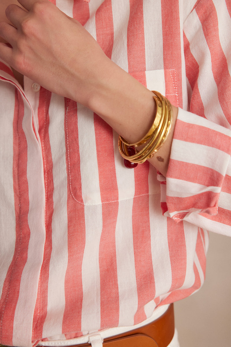 MARILOU CORAL STRIPED BLOUSE