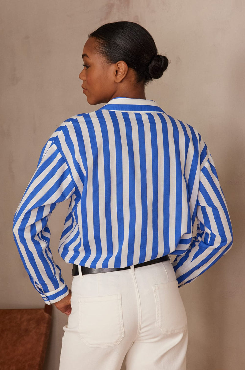 MARILOU ROYAL BLUE STRIPED SHIRT