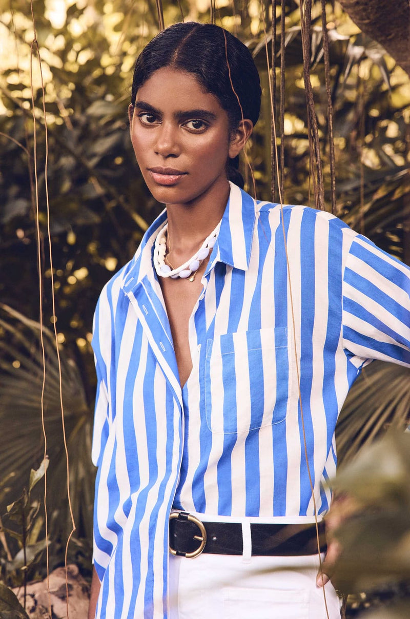 MARILOU ROYAL BLUE STRIPED SHIRT