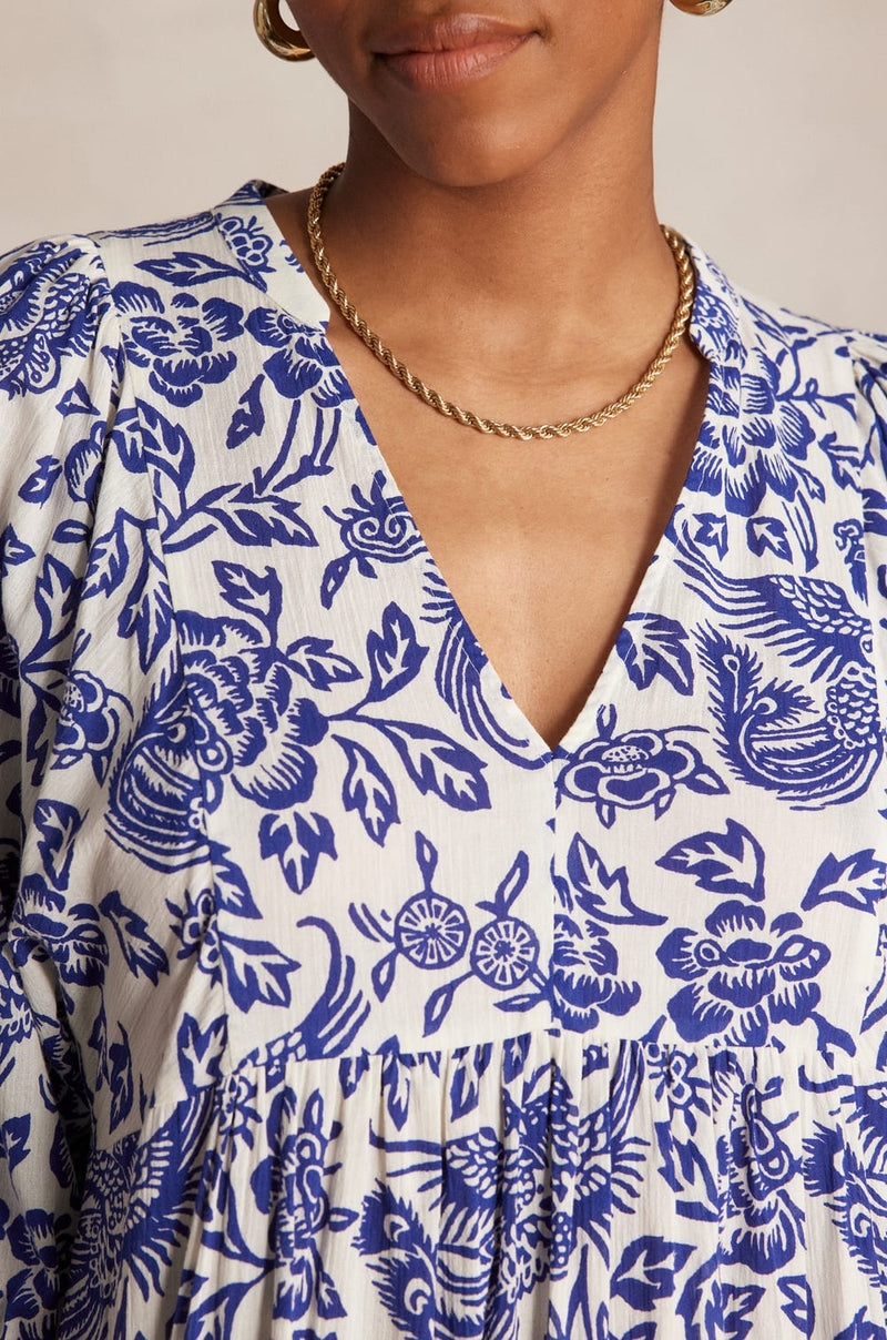 LOLY ROYAL BLUE PRINTED COTTON DRESS