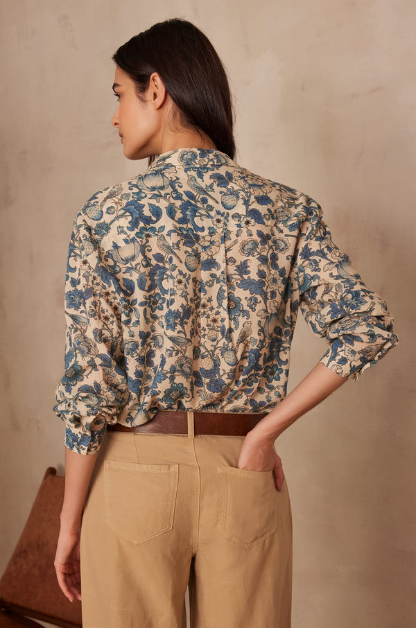 COLETTE FLORAL PRINTED COTTON BLOUSE