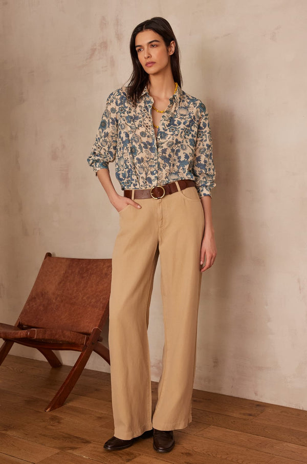 COLETTE FLORAL PRINTED COTTON BLOUSE