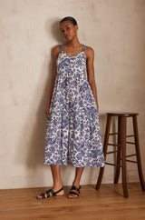 LOUKA ROYAL BLUE PRINTED COTTON DRESS